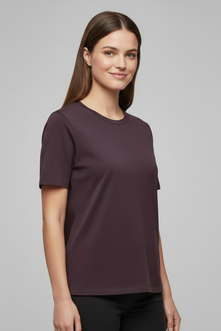 T-shirt da Donna con Scollo Rotondo e Maniche Corte
